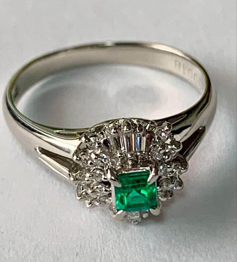 お値下げPt900 エメラルド0.2ct ダイヤモンド0.18ct 4.75ｇ
