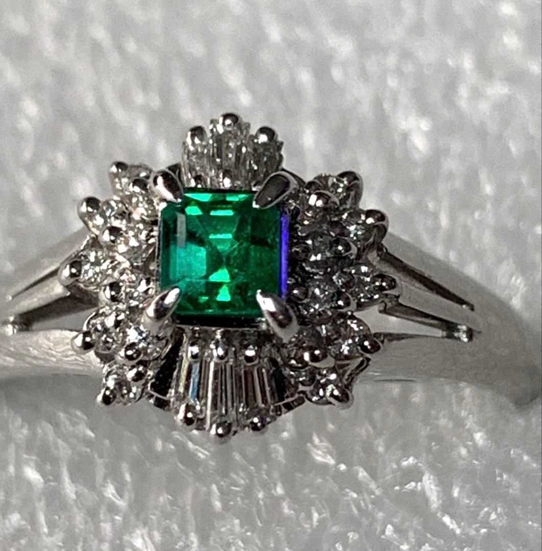お値下げPt900 エメラルド0.2ct ダイヤモンド0.18ct 4.75ｇ