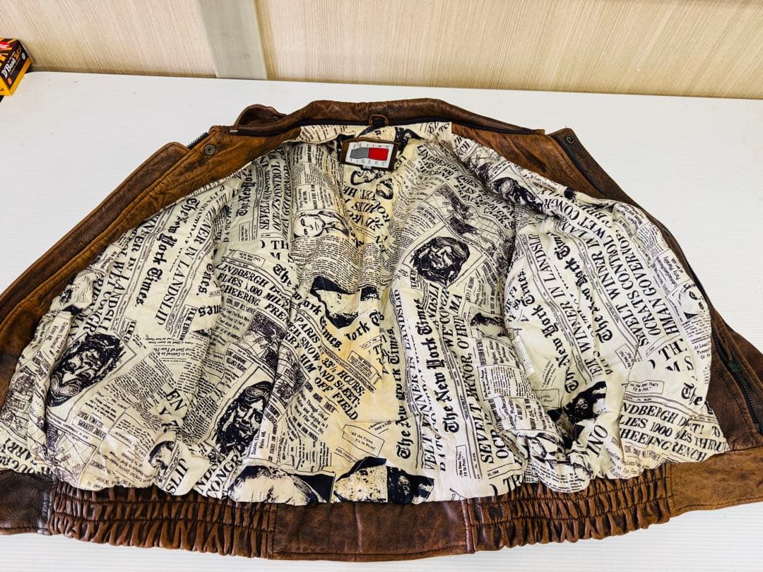 レザーブルゾン ブラウン フライトジャケット 羊革 ボンバー メンズL