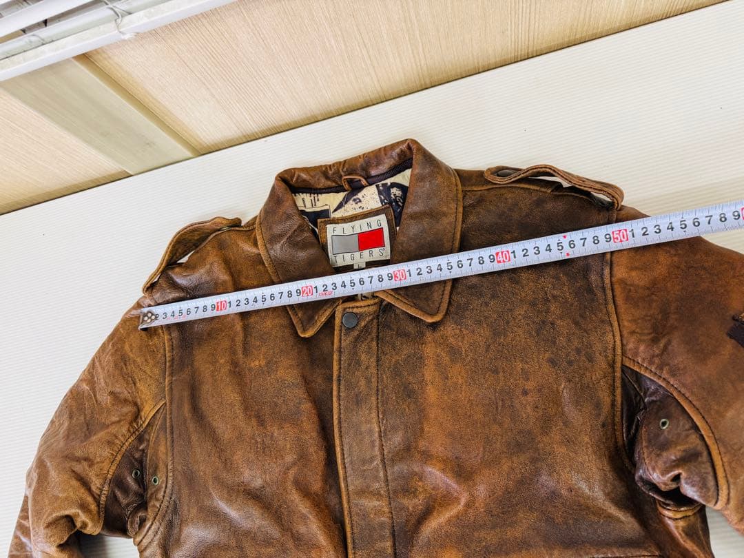 レザーブルゾン ブラウン フライトジャケット 羊革 ボンバー メンズL