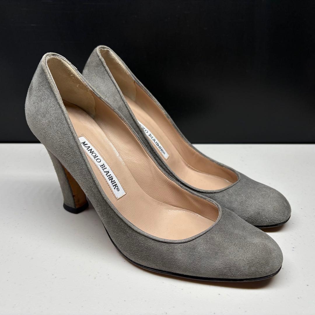 美品■MANOLO BLAHNIK【23.5】パンプス スエード グレー