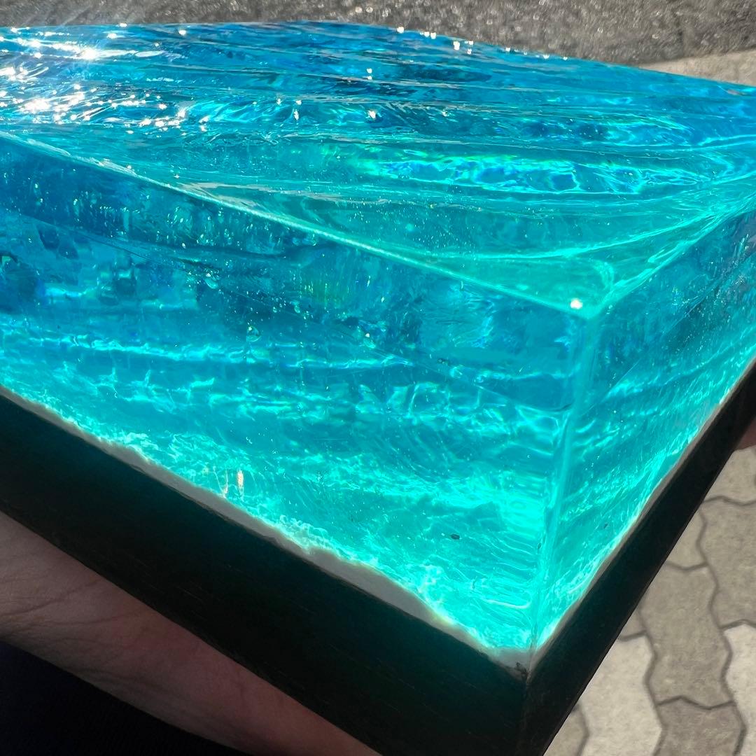 【波紋アート】Real Ocean／立体オブジェ／15cmプリズム×6cm