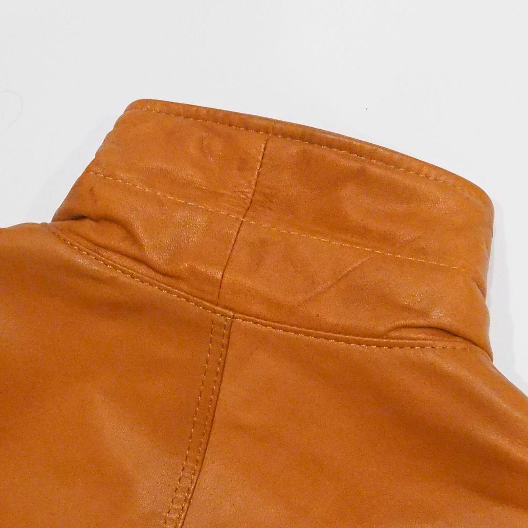 【良品】リアルレザージャケット 裏キルティング 本革 ヴィンテージ L オレンジ