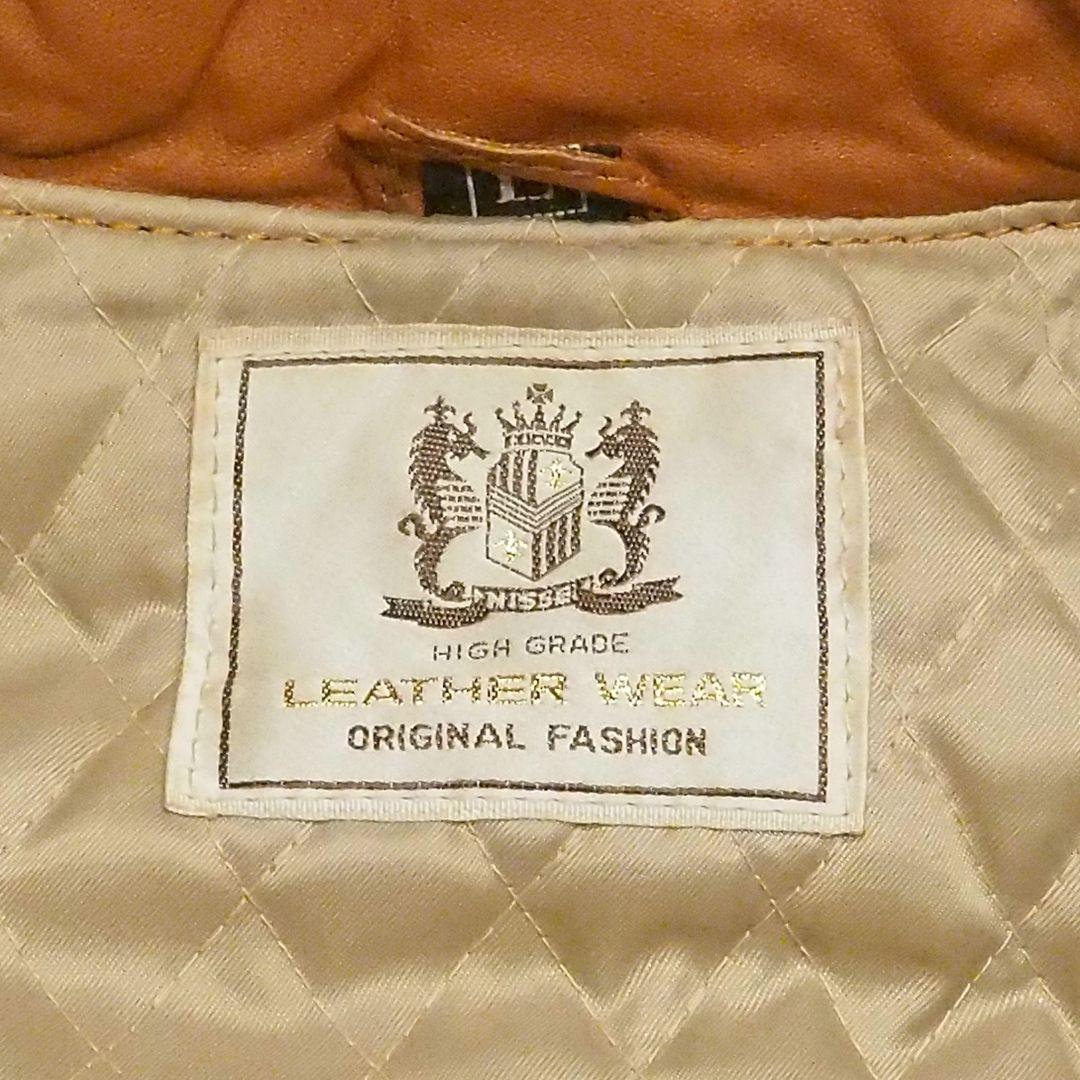 【良品】リアルレザージャケット 裏キルティング 本革 ヴィンテージ L オレンジ