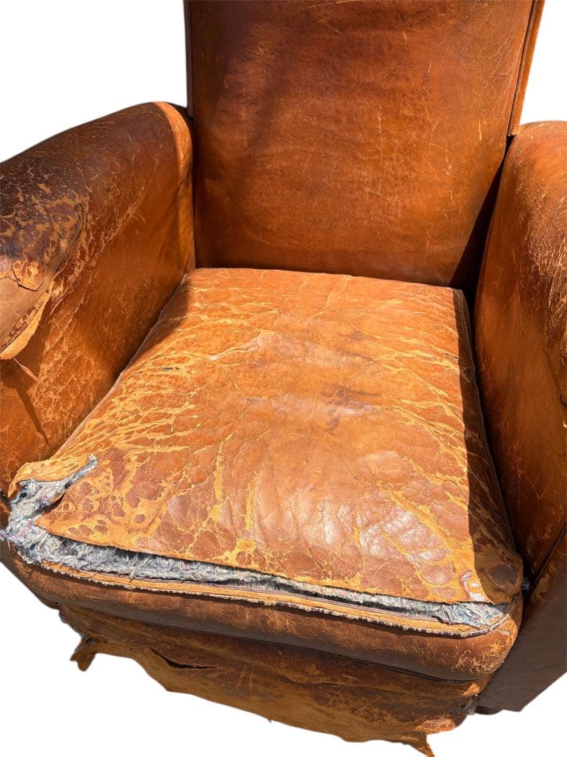 レザー クラブチェア フランス アンティーク 本革 1人掛け ソファ