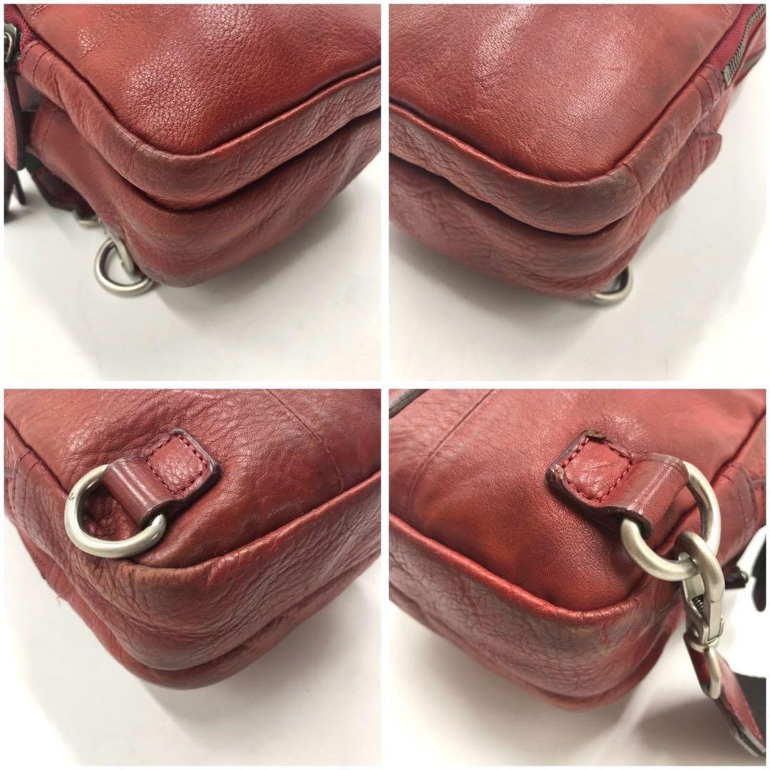 最高級✨バーバリーブラックレーベル ボディバッグ ロゴ刻印 レザー ボルドー