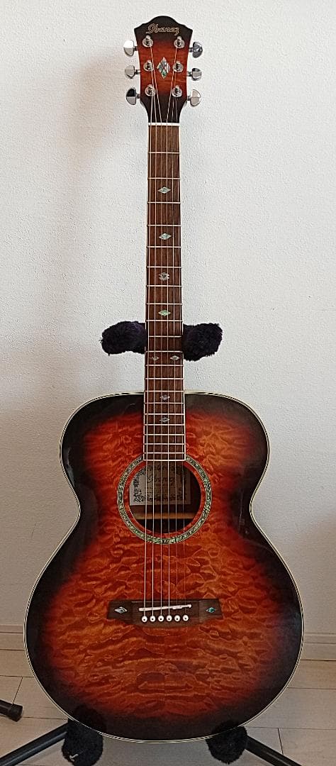 値下！キルテッド・メイプル top Ibanez エレアコ wギタースタンド