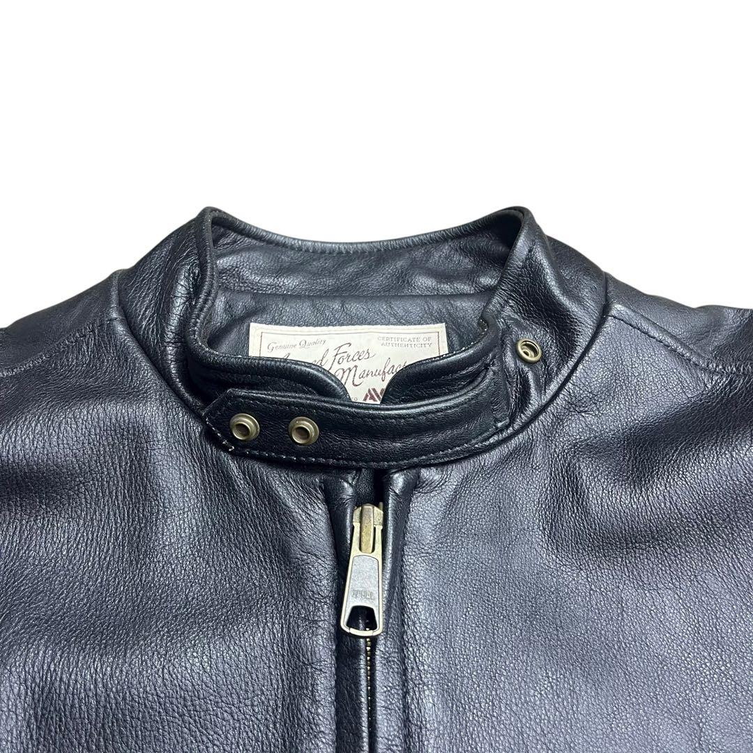 AVIREX ゴート レザー シングル ライダース ジャケット ブラック 44