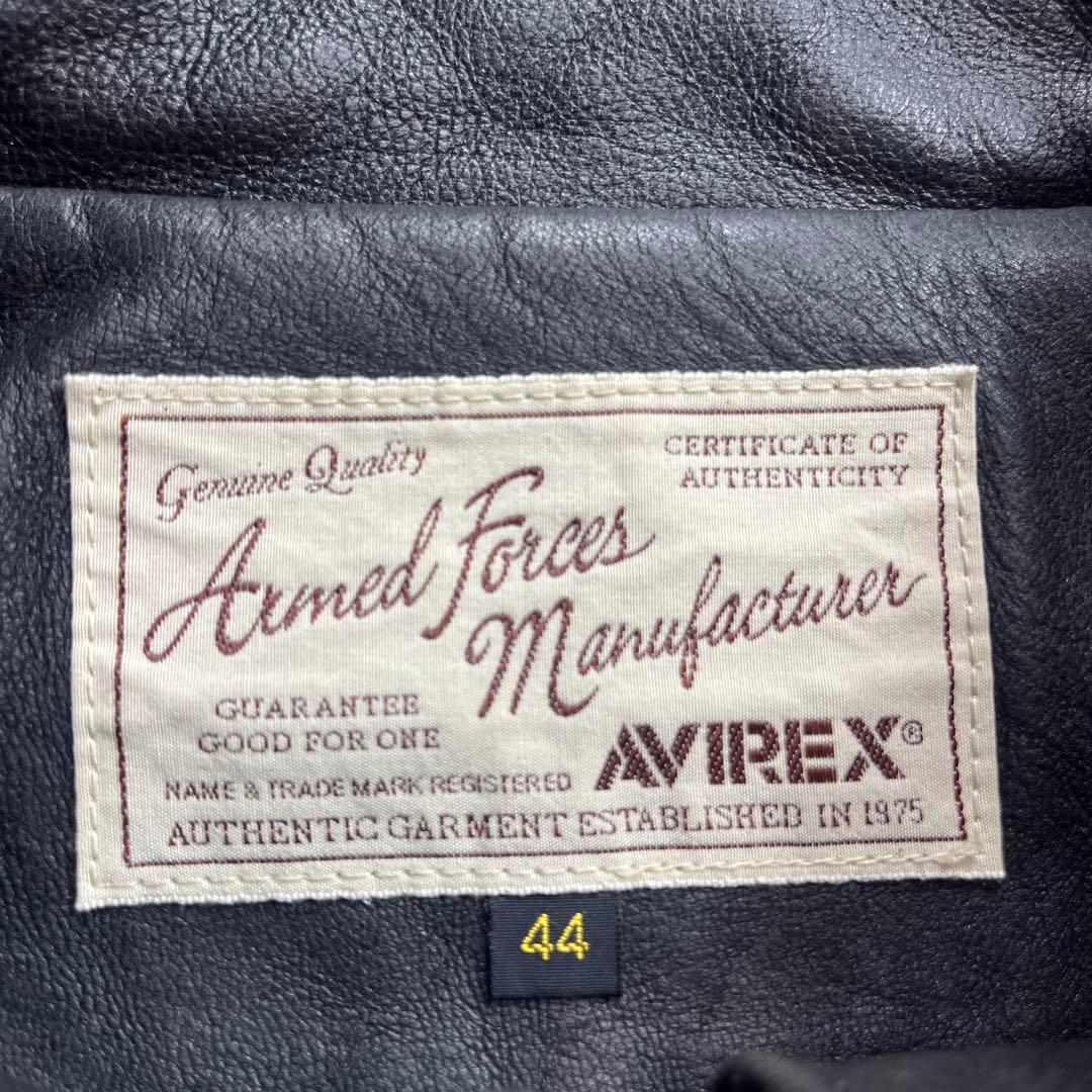 AVIREX ゴート レザー シングル ライダース ジャケット ブラック 44