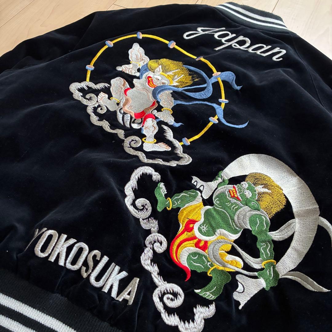 【VINTAGE】別珍 スカジャン 風神雷神