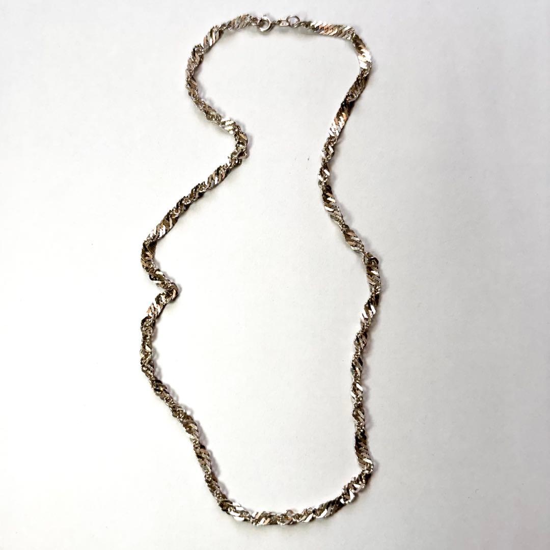 80s イタリア製　silver925 ツイストチェーンネックレス