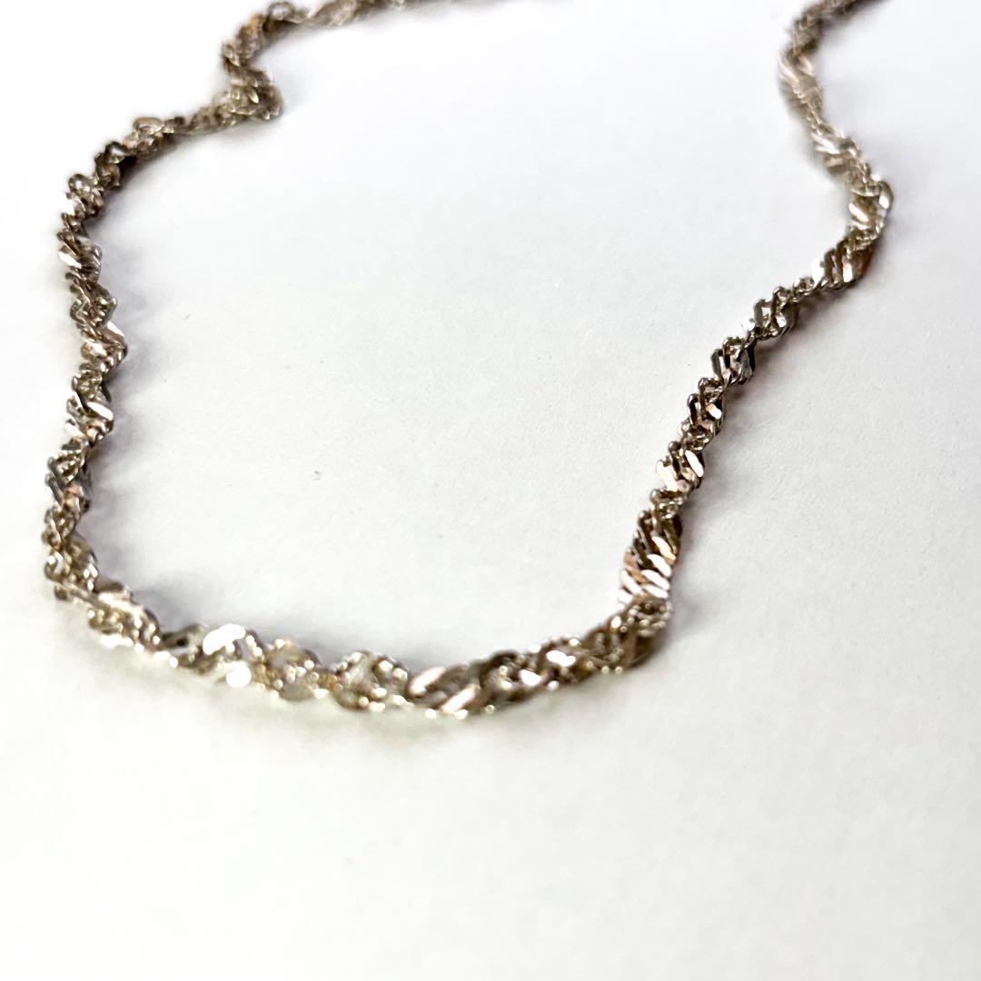 80s イタリア製　silver925 ツイストチェーンネックレス
