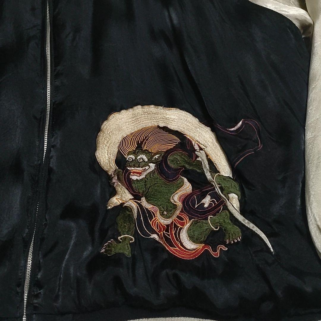 【希少】百花繚乱　リバーシブル　スカジャン　華麗和柄 刺繍 風神、雷神