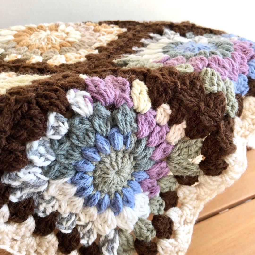 ☆thanks price☆手編みマルチカバー【ナチュラル】