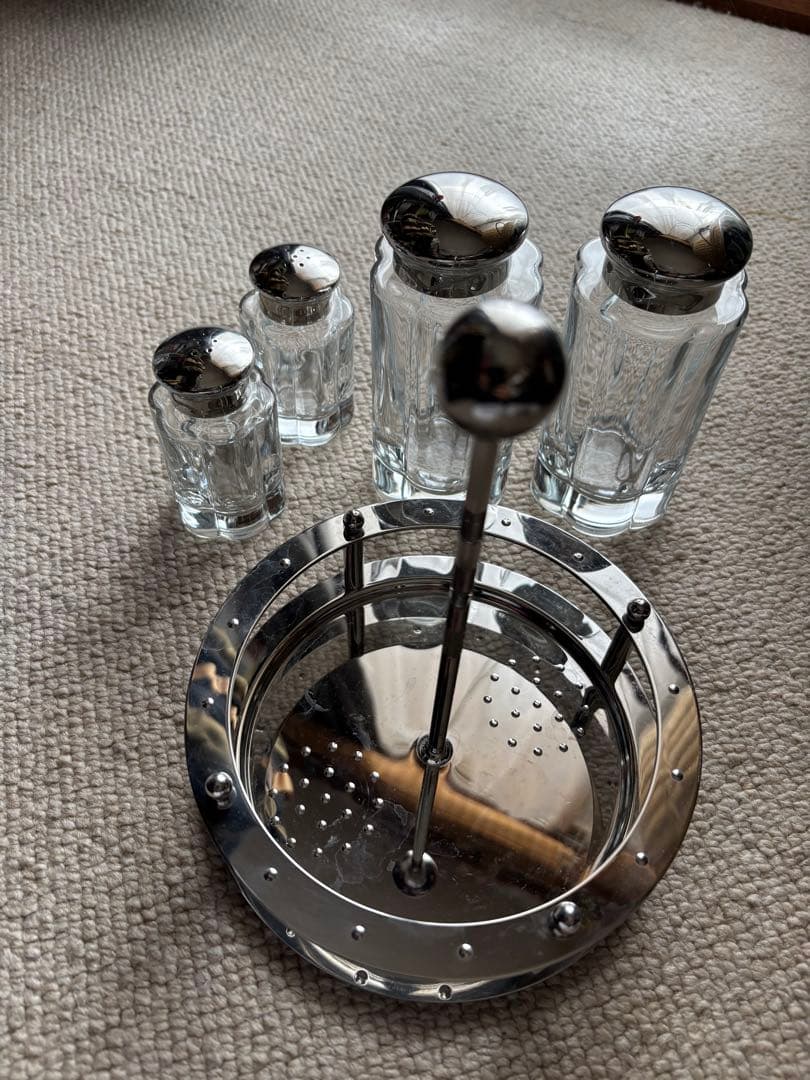 イタリア製ALESSIのガラス製調味料ラック 4個セット