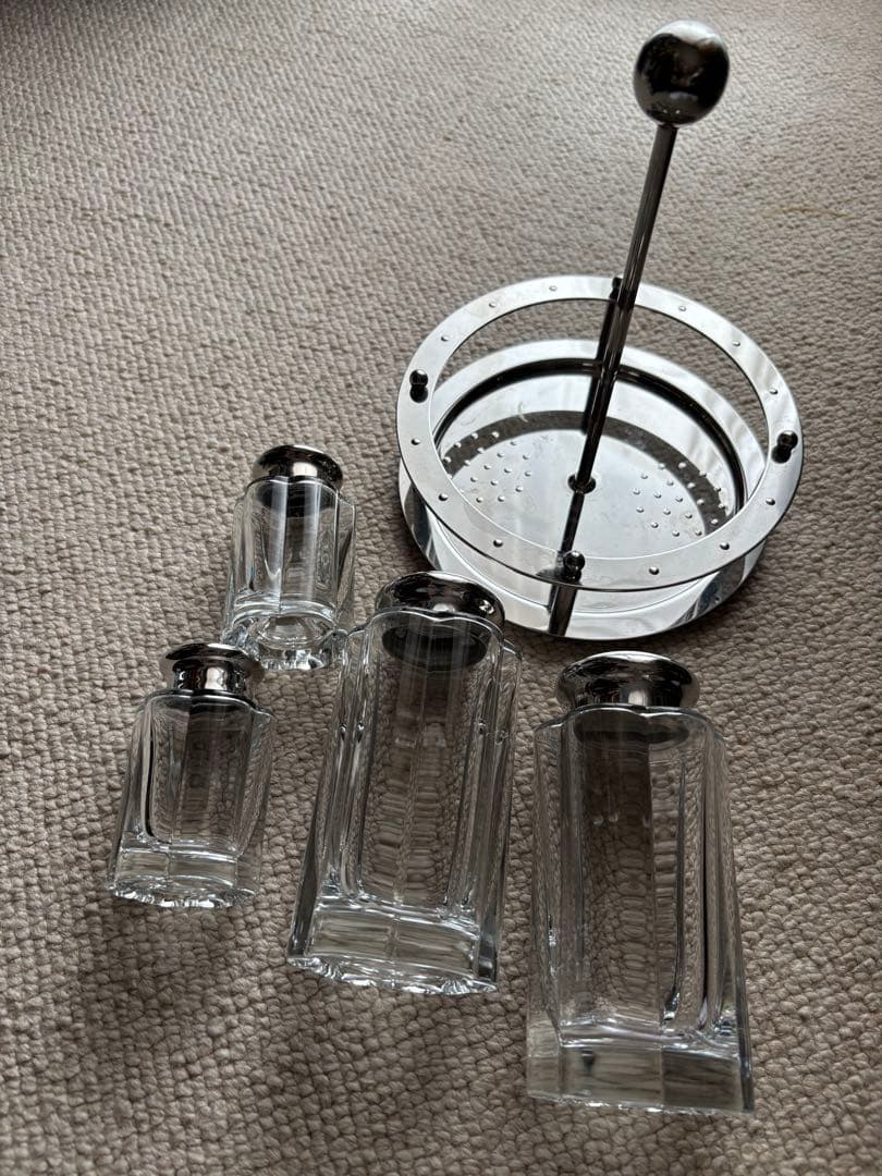 イタリア製ALESSIのガラス製調味料ラック 4個セット