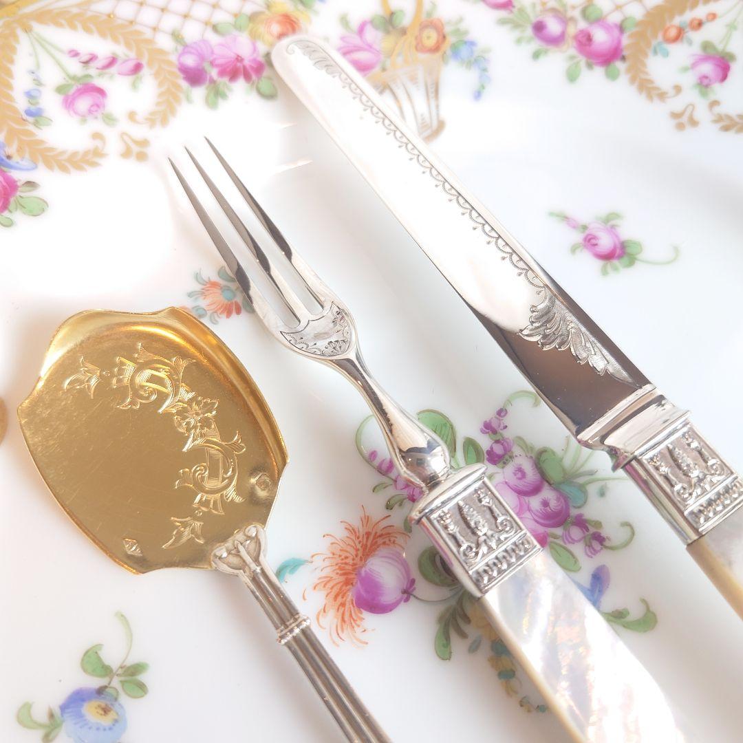 Y様おまとめ　ピュイフォルカ　アイスクリームスプーン　白蝶貝純銀カトラリーセット