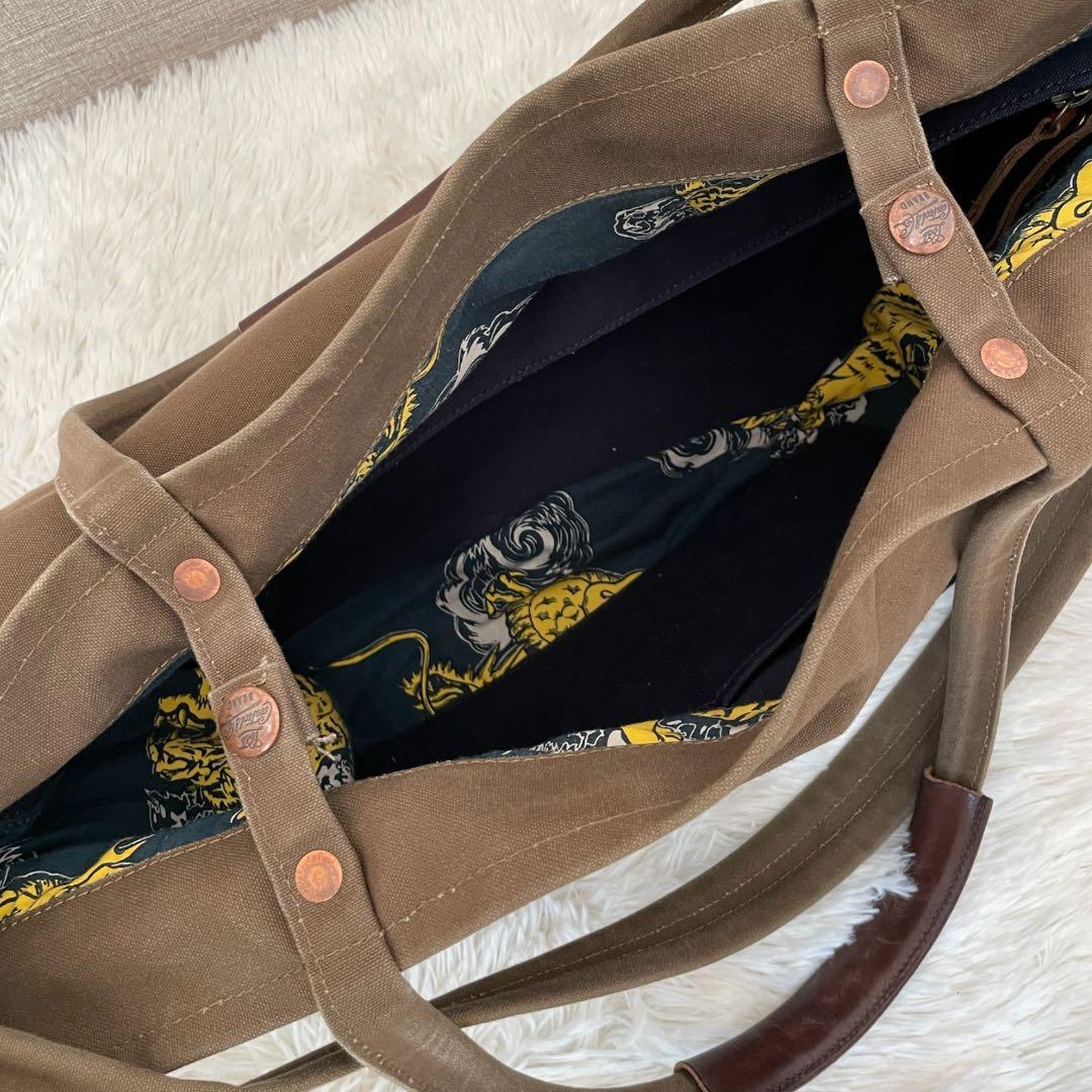 Lost Control キャンバストートバッグ 2way ブラウン