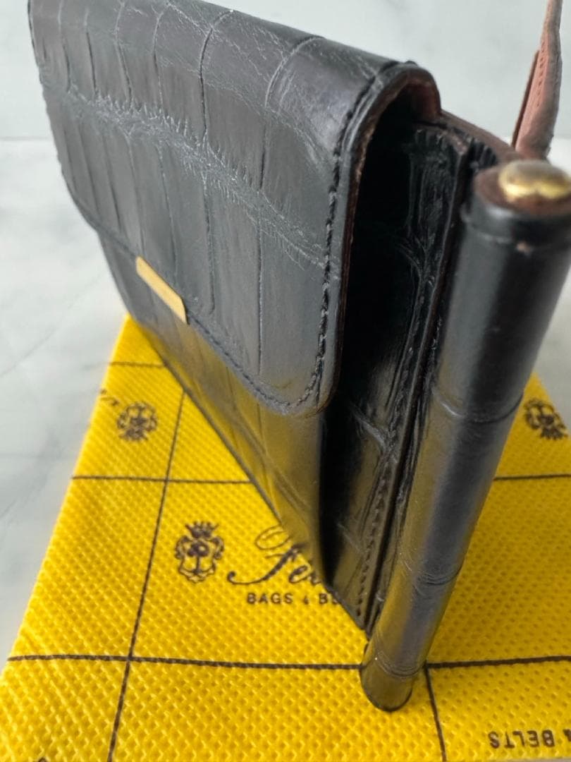 Felisi　915/2/SA　マネークリップ　クロコ型押しレザー　ブラック/黒