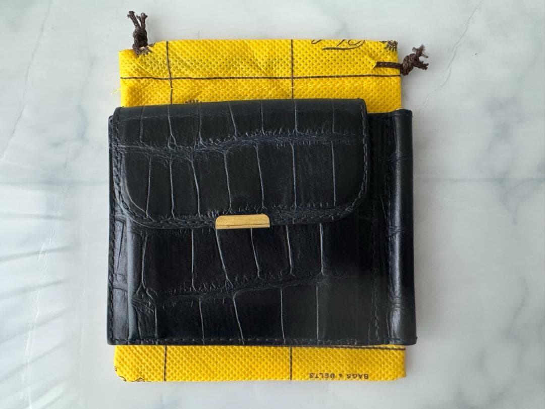 Felisi　915/2/SA　マネークリップ　クロコ型押しレザー　ブラック/黒