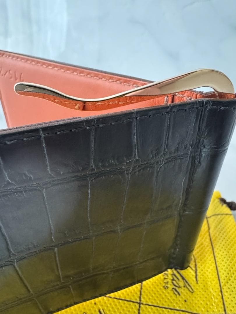 Felisi　915/2/SA　マネークリップ　クロコ型押しレザー　ブラック/黒