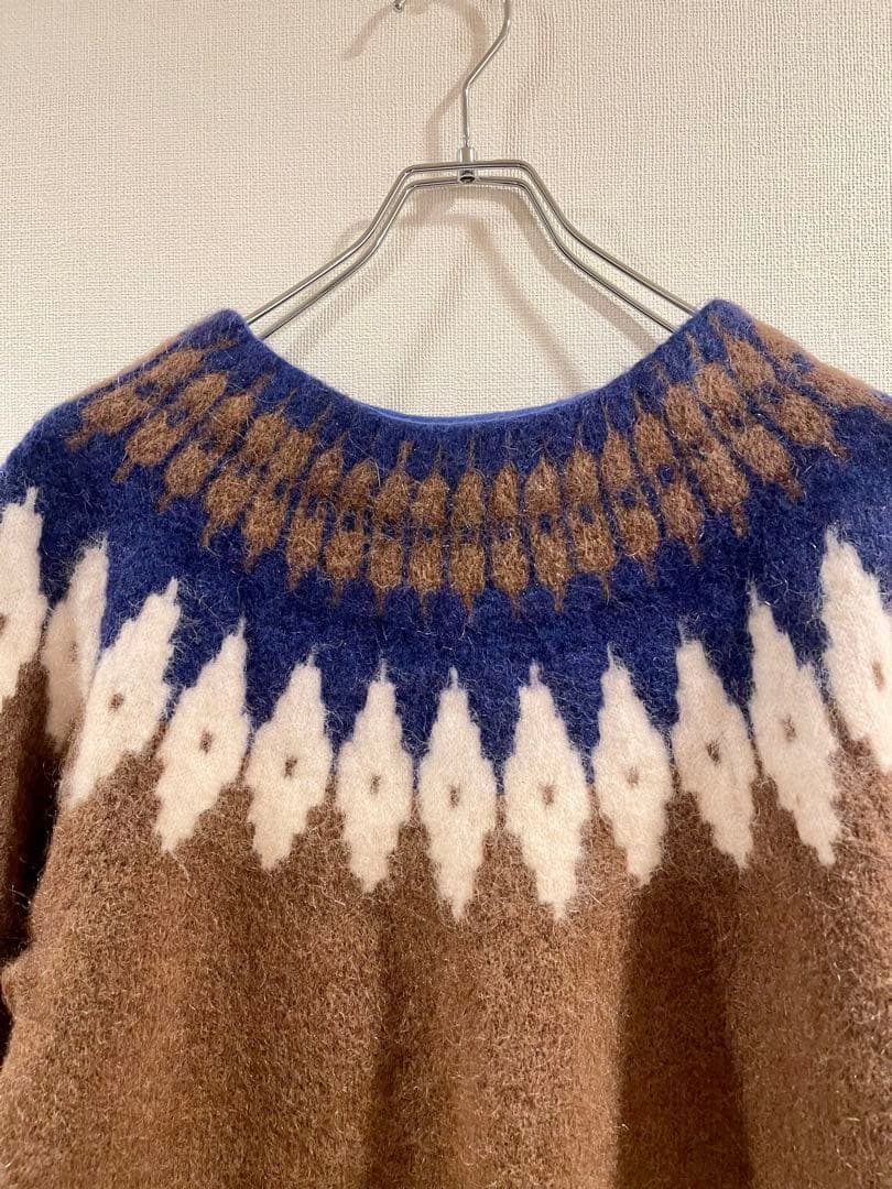 【three dots】ノルディック柄長袖セーター ブラウン