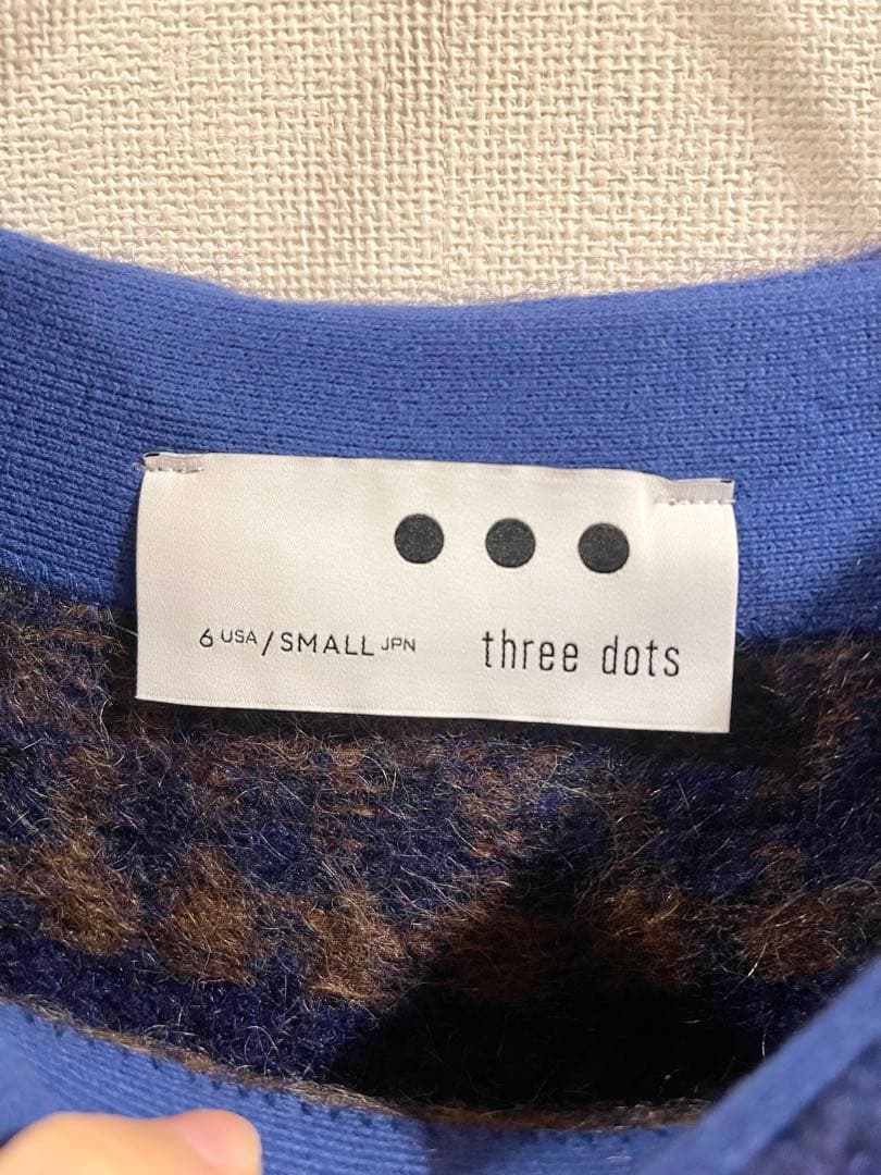 【three dots】ノルディック柄長袖セーター ブラウン