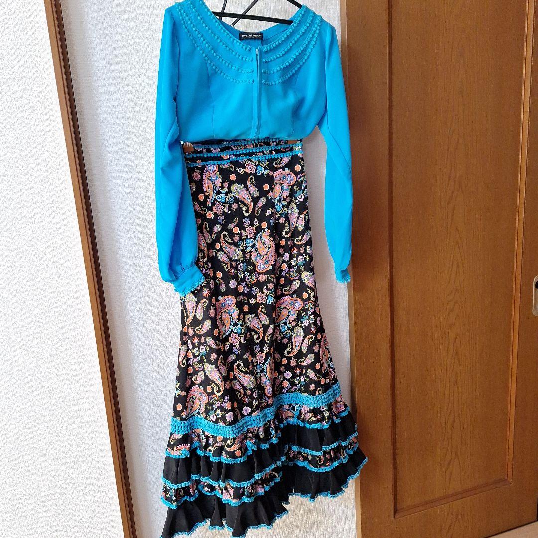 フラメンコ衣装　LOPEZDESANTOS　ブラウスファルダ エプロン3点セット