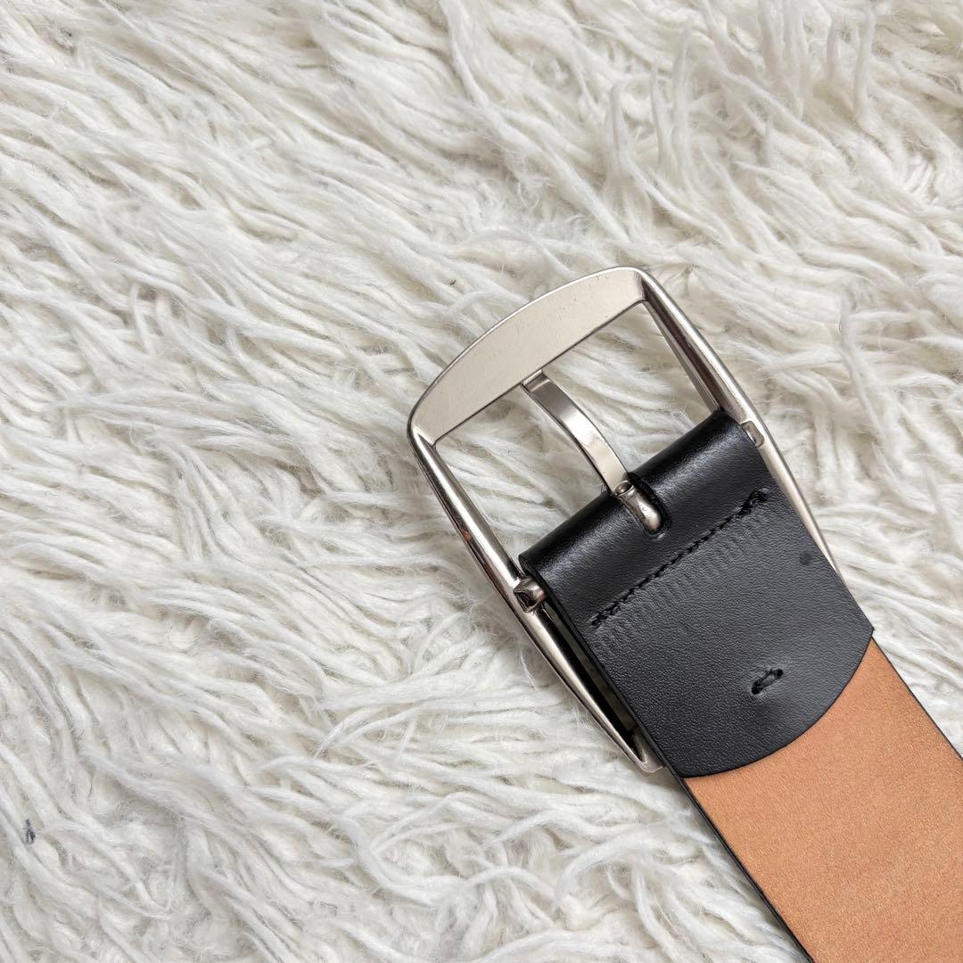 良品　ポールスミス スクエア シルバーバックル レザーベルト ブラック 日本製