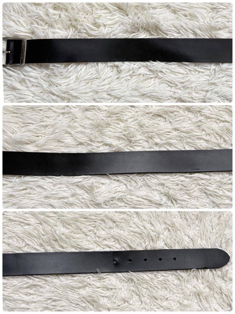 良品　ポールスミス スクエア シルバーバックル レザーベルト ブラック 日本製