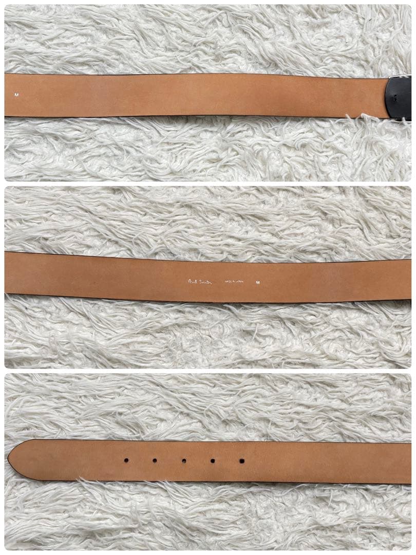 良品　ポールスミス スクエア シルバーバックル レザーベルト ブラック 日本製