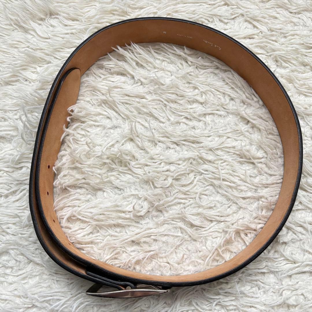 良品　ポールスミス スクエア シルバーバックル レザーベルト ブラック 日本製