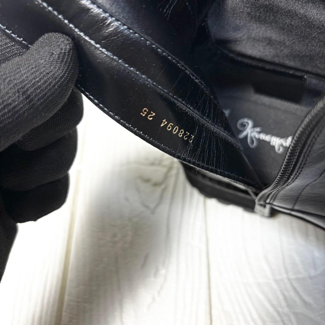 美品 銀座かねまつ AQUA BELL サイドジップブーツ 25 D 黒　厚底