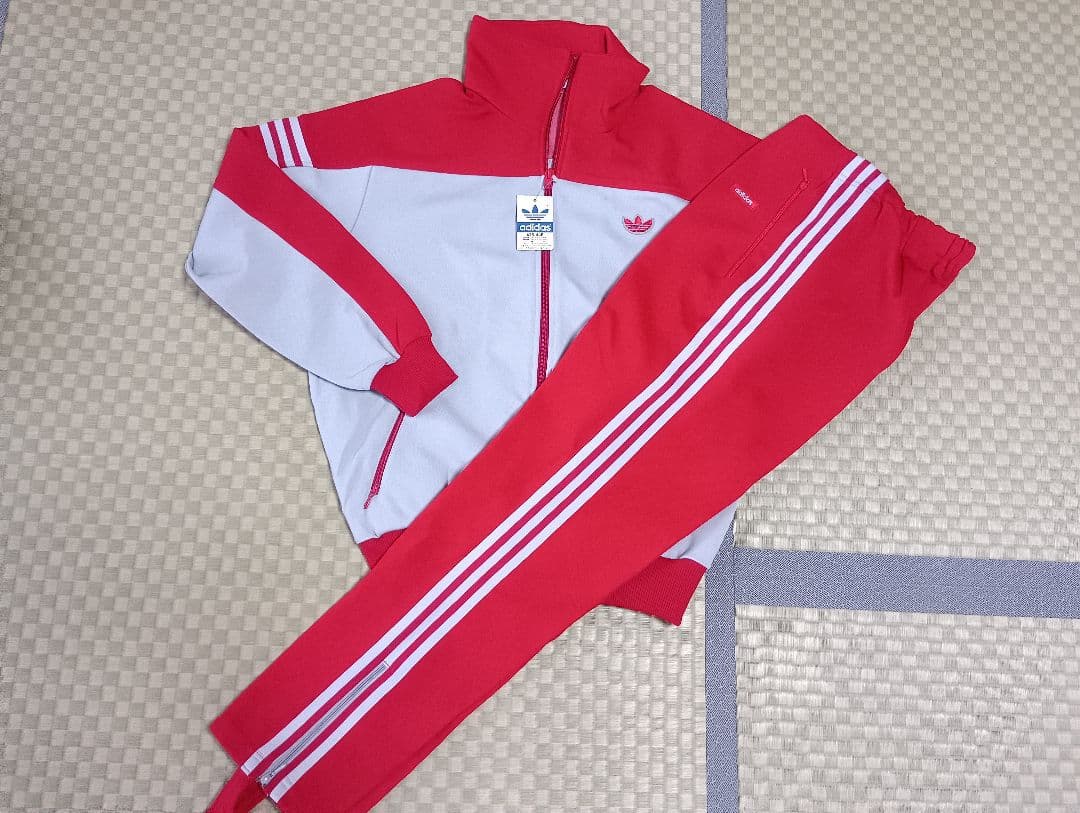 70sadidas ジャージ上下セット サイズ3 赤/グレー1カ所傷あり