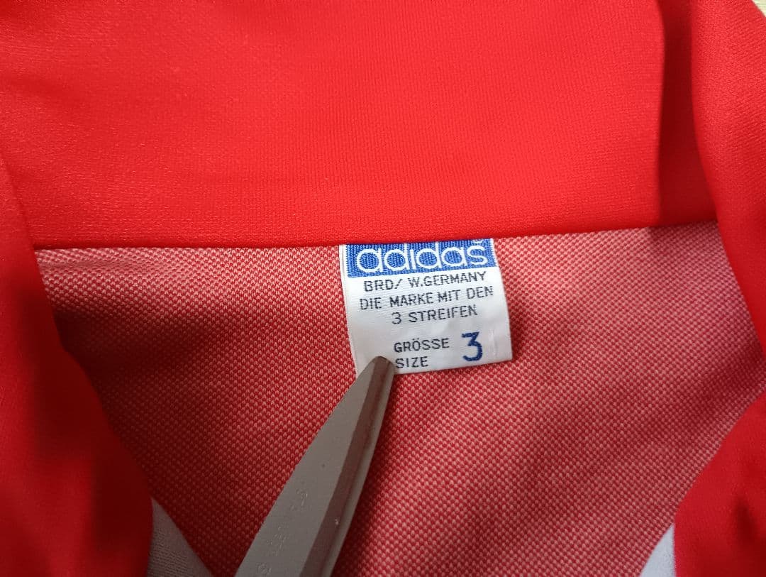 70sadidas ジャージ上下セット サイズ3 赤/グレー1カ所傷あり
