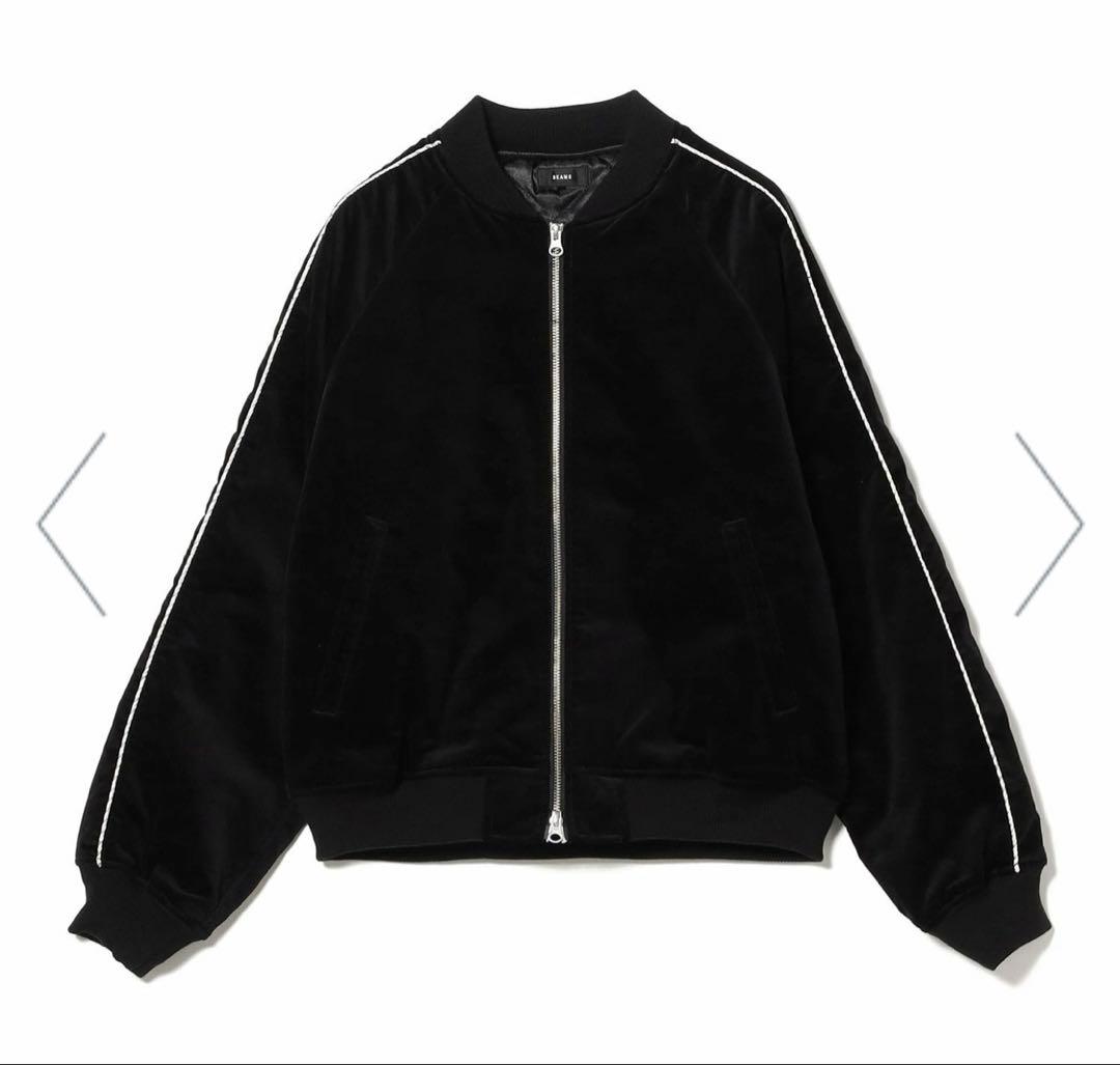 ベロア スカジャン リラックスフィット 中綿入り 刺繍なし シンプル ビームズ