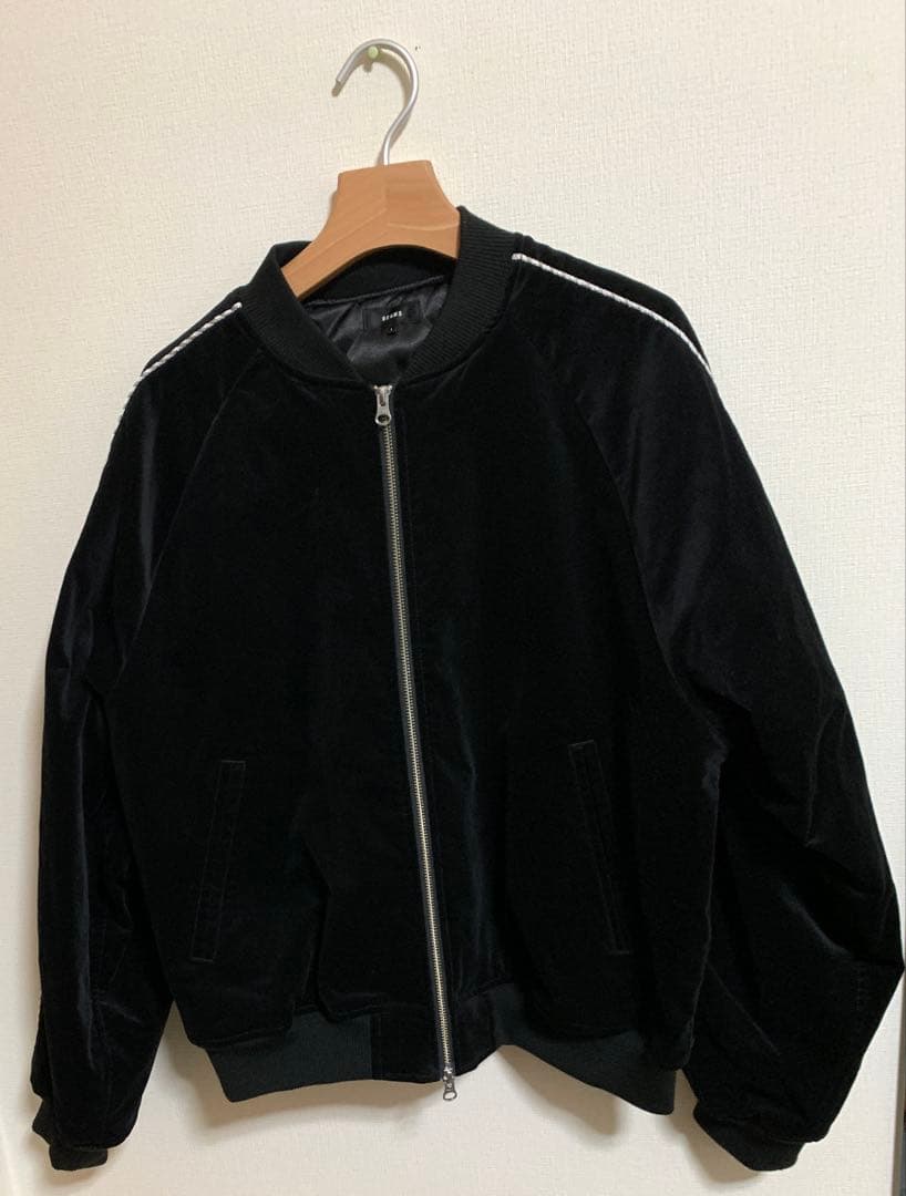 ベロア スカジャン リラックスフィット 中綿入り 刺繍なし シンプル ビームズ