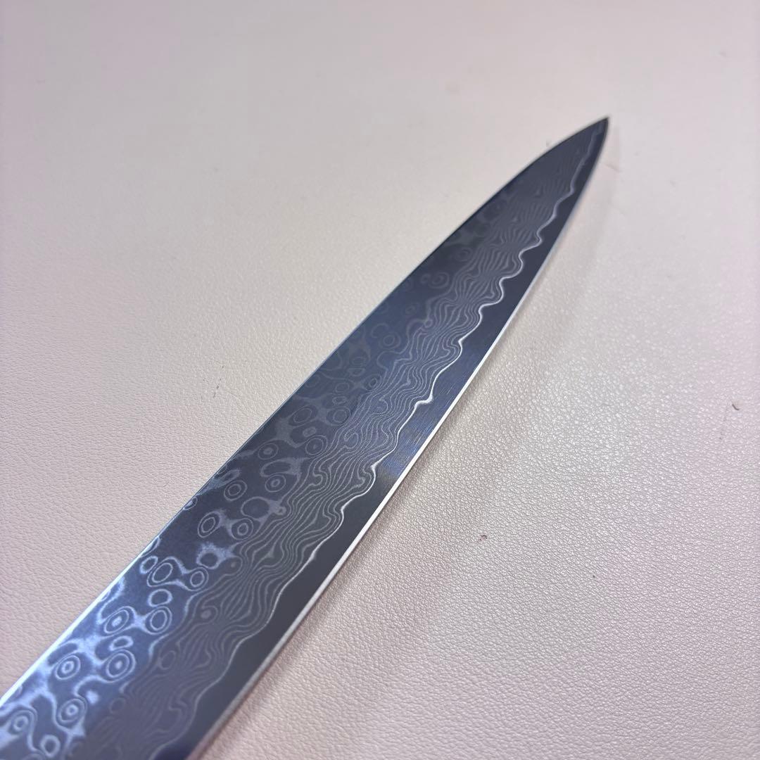 尺　300mm 墨流しダマスカス 柳刃包丁 黒檀本 牛八角柄　刺身包丁 和包丁ᙁ