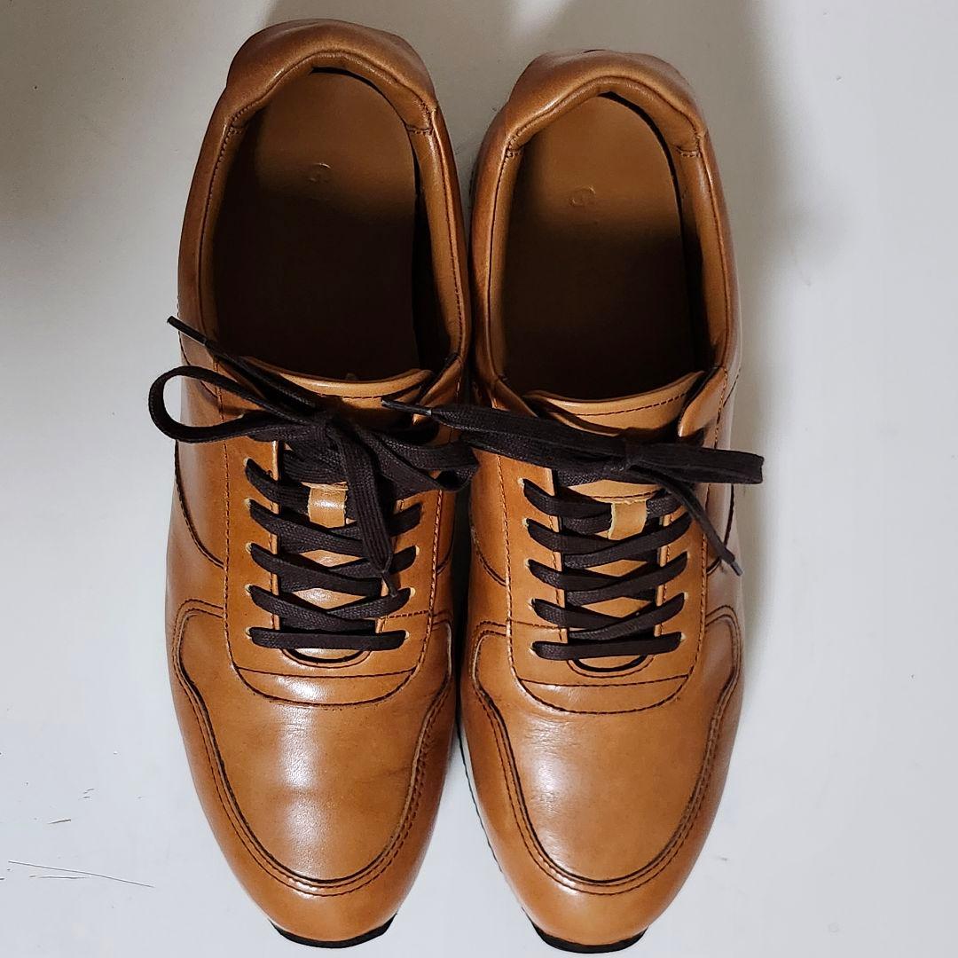 極美品 アシックス ランウォーク 26EEE キャメル レザー スニーカー