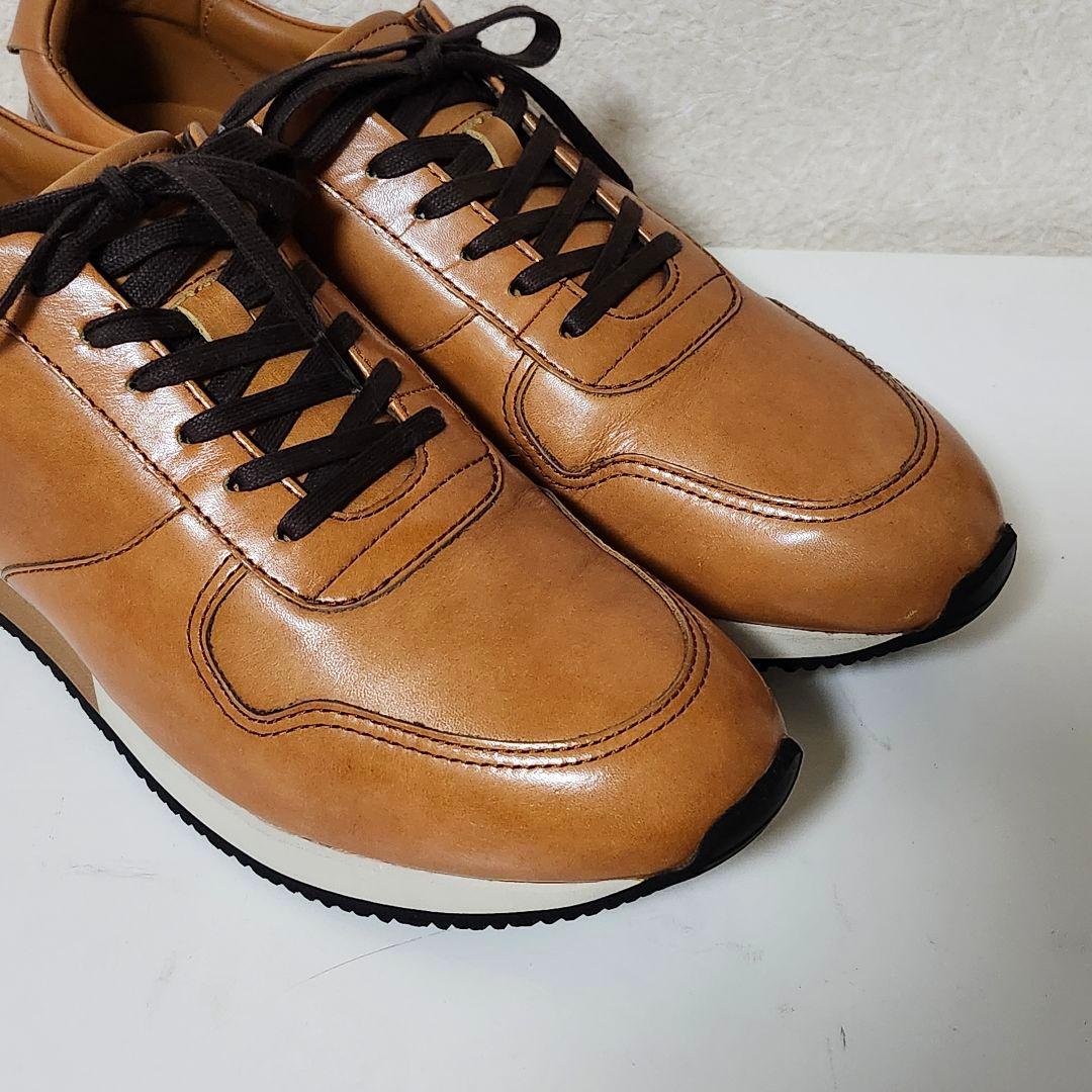 極美品 アシックス ランウォーク 26EEE キャメル レザー スニーカー