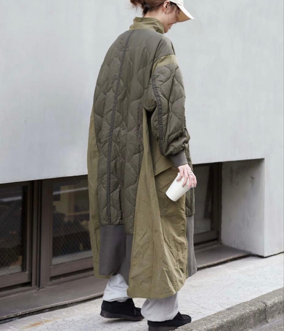 エシンタetsinta 切替マキシミリタリーコート カーキ