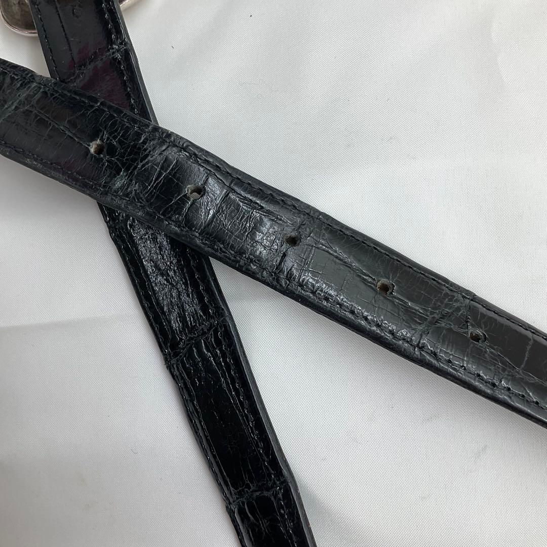 ルケーシー ワニ革 ベルト黒 33インチ