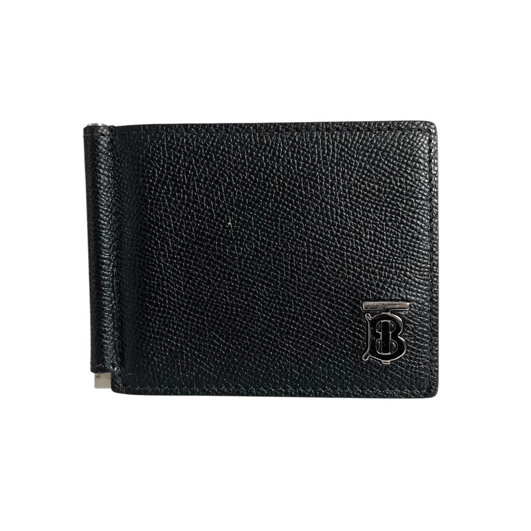 【レア】バーバリー　TBロゴ　マネークリップ　財布　二つ折り　レザー