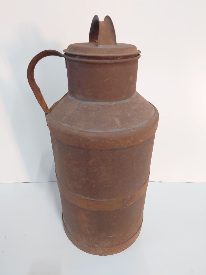 ビンテージミルク缶 金属製 ブラウン