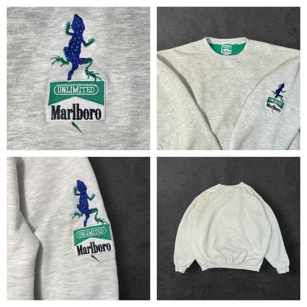 90s Marlboro UNLIMITED 刺繍リザードスウェット希少グリーン