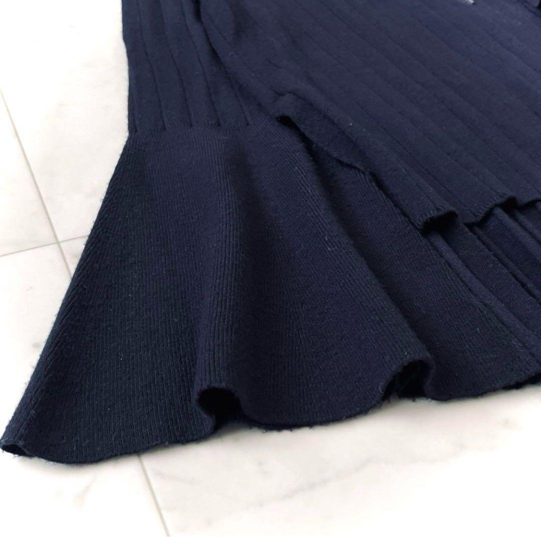 極美品 アドーア フレアスリーブ リブ編み ニットプルオーバー クルーネック