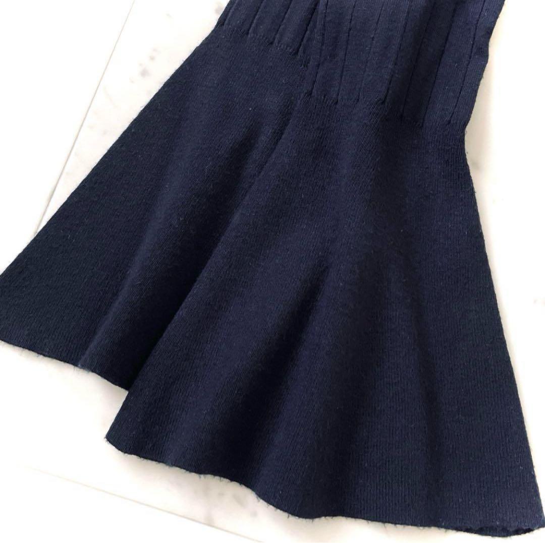 極美品 アドーア フレアスリーブ リブ編み ニットプルオーバー クルーネック