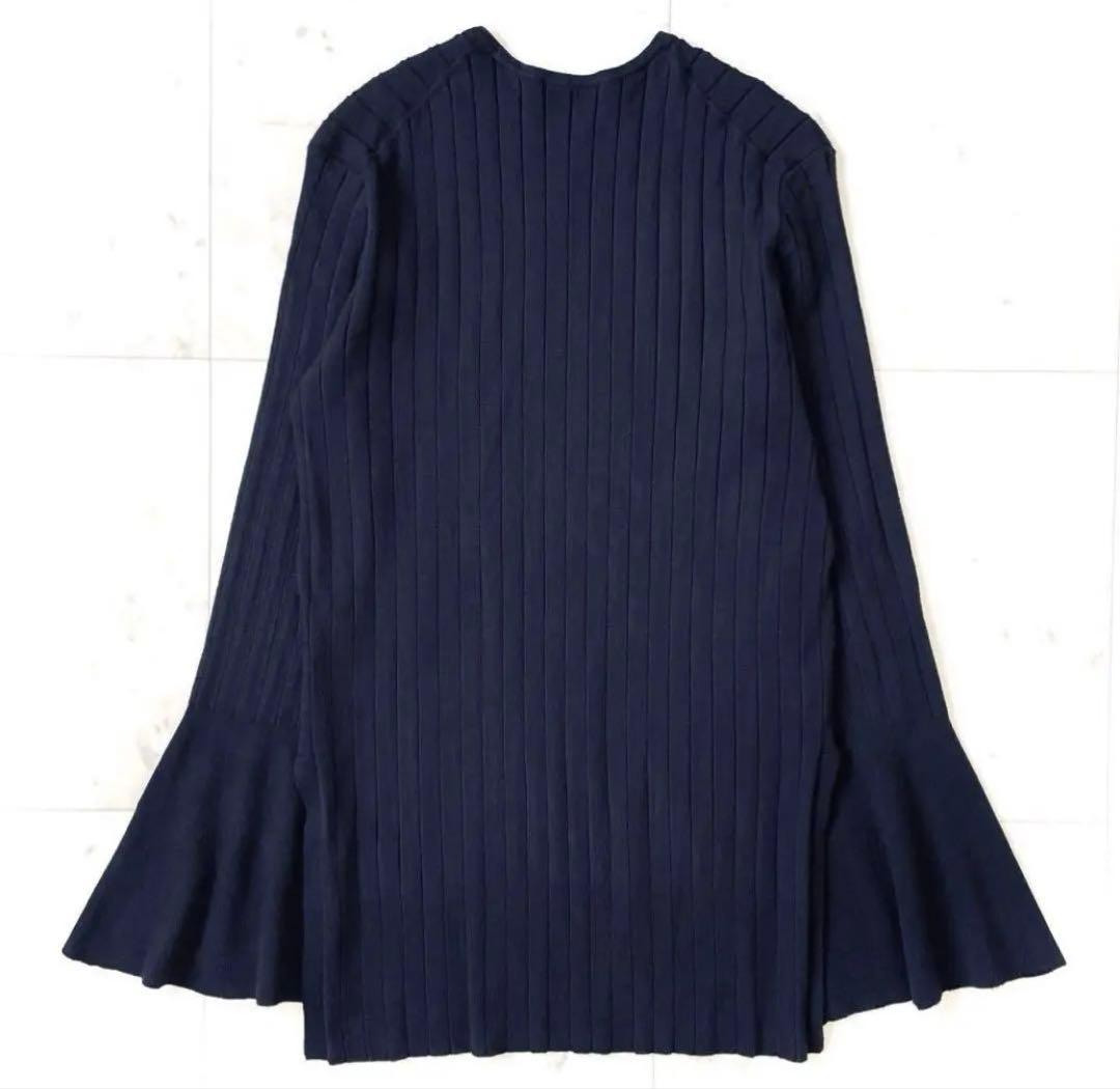 極美品 アドーア フレアスリーブ リブ編み ニットプルオーバー クルーネック