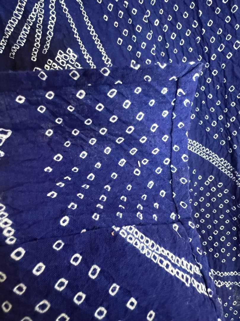 有松鳴海絞り浴衣(裄70) 青紺杜若柄