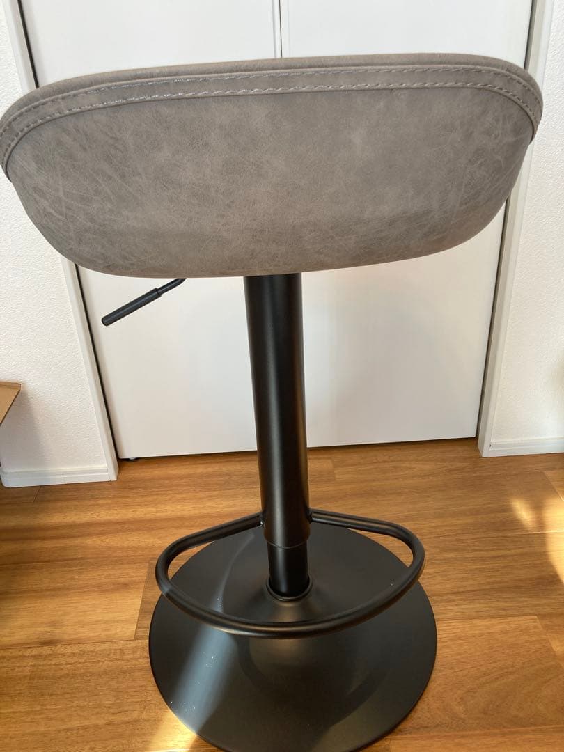 2脚セット　グレー バーチェア 高さ調節可能